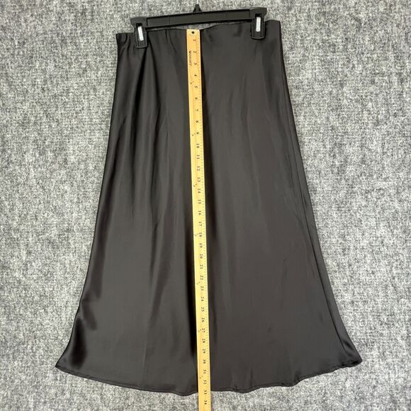 Aaron & Amber Skirt Women's M Fit & Flare Black Silky Fabric Elastic Waist - Picture 8 of 11